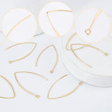 20Pcs Brass Earring Hooks, with Loop, Golden, 43mm, Hole: 1.8mm, 18 Gauge, Pin: 1mm