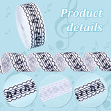 Polyester Printed Ribbons, Garment Accessories, Musical Note Pattern, Black, 1 inch(25mm), 10 yards/roll