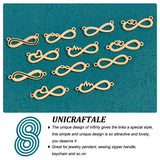 12Pcs 12 Style 304 Stainless Steel Link Pendants, Infinity, Golden, 7.5~10.5x22.5~27x1.5mm, Hole: 1.2mm, 1Pc/style