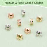 30Pcs 3 Colors Brass Micro Pave Cubic Zirconia Beads, Spacer Beads, Flat Round, Mixed Color, 6x3mm, Hole: 2mm, 10pcs/color