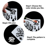 PET Plastic Hollow Out Drawing Painting Stencils Templates, Square, Rose Pattern, 18x18cm