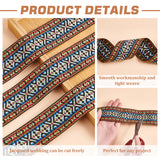 16.5M Ethnic Style Polyester Jacquard Stripe Ribbons, for Hat Decoration, Blue, Red, 2 inch(51mm), about 18.04 Yards(16.5m)/Roll