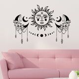 PVC Wall Stickers, for Home Living Room Bedroom Decoration, Black, Sun Pattern, 770x350mm