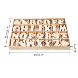 Building Blocks Creative  English Letters, Wooden Learning Toys, Letter A~Z and Heart, Tan, Box: 24x17.2x2cm, Letter: 35.5~40x26~39.5x2mm, Heart: 31.5x32x2mm, 112pcs/set