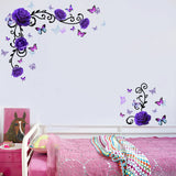 PVC Wall Stickers, Wall Decoration, Rose Pattern, 290x1180mm