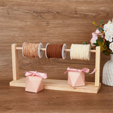 Wooden Craft Ribbon Organizer Storage Rack, Wire Spool Storage Stand, for Gift Wrapping, Arts & Crafts Items, Blanched Almond, 40x7.5x17cm