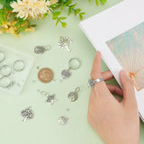 DIY Charms Adjustable Ring Making Kit, Including Tree & Star & Rectangle Alloy Pendants, Stainless Steel Finger Ring Components & Jump Rings, Mixed Color, 36Pcs/box