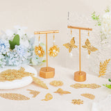 DIY Jewelry Making Finding Kit, Including 96Pcs 12 Styles Iron Cabochons & Link & Pendant & Bead Caps, Triangle & Leaf & Flower & Butterfly, Golden, 27~80.5x10.5~76x0.5~2mm, 8Pcs/style