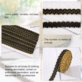 Sparkle Polyester Metallic Lace Trim, Wave Pettem, Black, 1/2 inch(14mm), about 13.12 Yards(12m)/Card