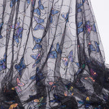 1Pc Butterfly Pattern Polyester Mesh Tulle Fabric, Garment Accessories, with Paillette, Black, 130~150x0.02cm