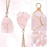 10Pcs Natural Rose Quartz Pendants, with Real 18K Gold Plated Eco-Friendly Copper Wire Wrapped, Nuggets, 43~53x29~30x15~28mm, Hole: 4~5.5mm