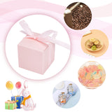 Square Fold Paper Candy Boxes, with Ribbon, for Wedding & Bakery & Baby Shower Gift Packaging, Pearl Pink, Finished Product: 5x5x5cm