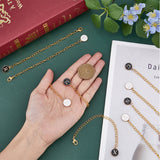 Flat Round with Letter A~Z Alloy Enamel Pendant Decorations, with Alloy Lobster Claw Clasp and Iron Side Twisted Chain, Golden, 150mm, 2 colors, 26pcs/color, 52pcs/set