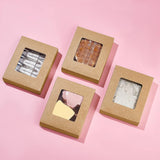 Rectangle Foldable Creative Cardboard Box, Gift Box, with Window, BurlyWood, 10x8x2.05cm