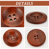 100Pcs 6 Style Natural Flat Round 4-hole Basic Sewing Button, Wooden Buttons, Mixed Color, 13~38x4~5mm, Hole: 1.5~3mm, 100pcs/box