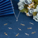 12Pcs 2 Colors Brass Pendants, with Jump Rings, Star Charms, Platinum & Golden, 17x9.7x2.5mm, Hole: 3.4mm, 6pcs/color