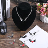 12Pcs 6 Styles Alloy Emanel Big Pendants, Heart with Wing Charm, Mixed Color, 34x54x3mm, Hole: 1.5mm, 2pcs/style