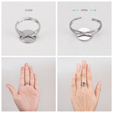 DIY Finger Ring Making Kits, including Adjustable Brass Ring Components and 12mm Transparent Clear Half Round Glass Cabochons, Platinum,  Inner Diameter: 17mm, 80pcs/box