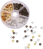 Brass Spacer Beads, Flat Round, Mixed Color, 6x2mm, hole: 2mm, 300pcs/box