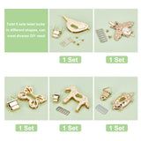 5 Style Alloy Bag Twist Lock Clasps, with Iron Gasket & Buckle Clasps, Tortoise, Horse, Bee, Butterfly, Bird, Light Gold, 1.4~6.3x2.2~3.2x0.03~2.2cm