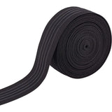 Polyester Non-Slip Elastic Band, with Silicone Webbing, for Garment Accessories, Black, 37x1.5mm, about 6yards/roll(5.48m/roll).