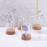 4 Sets High Borosilicate Glass Dome Cover, Decorative Display Case, Cloche Bell Jar Terrarium with Wood Cork Base, Clear, 50x70mm