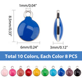 304 Stainless Steel Enamel Charms, Enamelled Sequins, Flat Round, Mixed Color, 8.5x6x3mm, Hole: 1mm, 80pcs/box