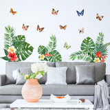 PVC Wall Stickers, for Wall Decoration, Leaf Pattern, 290x730mm