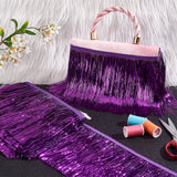 Polyester Tinsel Tassel Trimming, Tinsel Fringe, for Costume Accessories, Christmas Light Decoration, Dark Violet, 150x1mm, 10m/card