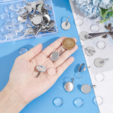 DIY Blank Dome Earrings Making Kit, Including 304 Stainless Steel Flat Round Leverback Earring Settings, Glass Cabochons, Stainless Steel Color, 60Pcs/box