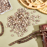 6 Strands CocoNut Beads Strands, Chocolate, Flat Round, Chocolate, 8x2~6mm, Hole: 1mm, about 88~110pcs/strand, 14.56 inch~16 inch(36.98~40.64cm)
