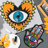 2Pcs 2 Style Computerized Embroidery Cloth Iron on/Sew on Patches, Costume Accessories, Paillette Appliques, Evil Eye, Mixed Color, 1pc/style