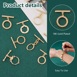 8Pcs 8 Styles Brass Toggle Clasps, Ring & Oval, Mixed Shapes, Real 18K Gold Plated, Ring: 18.5x13x2mm, Hole: 1mm, Bar: 22x5x3mm, Hole: 1mm, 1pc/style