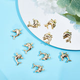 20Pcs Brass Pendants, Dolphin, Real 18K Gold Plated, 19x14x5mm, Hole: 1mm