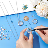 DIY Picture Photo Necklace Making Kit, Including 304 Stainless Steel Cable Chain Necklace & Flat Round Locket Pendants, Stainless Steel Color, Necklace: 450mm, 2mm