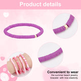 1 Set Handmade Polymer Clay Heishi Surfer Stretch Bracelets Set with CCB Plastic Beaded, Stackable Preppy Bracelets for Women, Pink, 1/4 inch(0.6cm), Inner Diameter: 2 inch(5.1cm), 2pcs/style, 12 styles, 24pcs/set