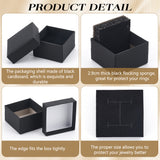 Square Paper Ring Storage Boxes, Wedding Favor Gift Boxes, Favour Box, Black, 5.2x5.2x3.2cm