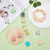 16Pcs 8 Colors Frog Luminous Food Grade Eco-Friendly Silicone Beads, Chewing Beads For Teethers, DIY Nursing Necklaces Making, Glow in the Dark, Mixed Color, 28x24x10mm, Hole: 3mm, 2pcs/color