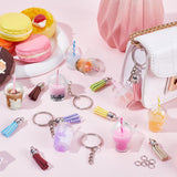 DIY Luminous Milk Tea Keychain Making Kit, Plastic & Faux Suede Tassel Pendant Decorations, Iron Split Key Rings, Mixed Color, 41Pcs/bag