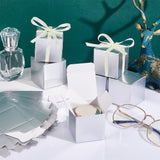 Foldable Paper Wedding Candy Boxes, Square Candy Case for Wedding Party, Silver, 15.2x10cm, Unfold: 5.1x5.1x5.1cm