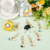 1 Set Lucky Cat Porcelain Pendant Decorations, Enamel Flower Charms, Clip-on Charms, for Keychain, Purse, Backpack Ornament, Mixed Color, 72mm, 8pcs/set