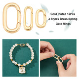 Real 18K Gold Plated 12Pcs 3 Styles Brass Spring Gate Rings, Oval, Platinum & Golden, 16~23x7~13x2.5~3.5mm(7~10 Gauge), Inner Diameter: 12~17x3.5~7.5mm, 4pcs/style