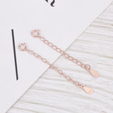 3Pcs 925 Sterling Silver Chain Extender, with Clasp and Teardrop Charm, Rose Gold, 54mm