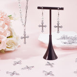 40Pcs Alloy Crystal Rhinestone Pendants, Cross Charms, Platinum, 29x20x2mm, Hole: 2mm