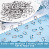 100Pcs 304 Stainless Steel Open Jump Rings, Oval, Stainless Steel Color, 17x10x2.5mm, inner diameter: 5x12mm