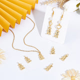 Rack Plating Brass Pendants, Long-Lasting Plated, Cadmium Free & Nickel Free & Lead Free, Bear, Real 18K Gold Plated, 17.5x9.5x3.5mm, Jump Ring: 5x1mm, 3mm Inner Diameter, 8pcs/box