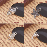 Tibetan Style Alloy Pendants, Mixed Shape, Ocean Theme, Antique Silver, 14~25.5x8~19x1.5~5.5mm, Hole: 1.5~8mm