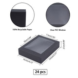 Cardboard Box, with PVC Clear Window, Rectangle, Black, 14.5x10.5x2.5cm