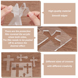 Transparent Acrylic Templates, Religion Cross, Clear, Square: 197x197x6mm, Cross: 118~163x77~102x6mm