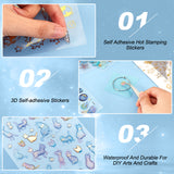 13 Styles 3D Puffy Stickers, Transparent Epoxy Resin Glitter Stickers, for Scrapbooking, Travel Diary Craft, with Iron Beading Tweezers, Mixed Shapes, 4~33x6~25mm, 1 sheet